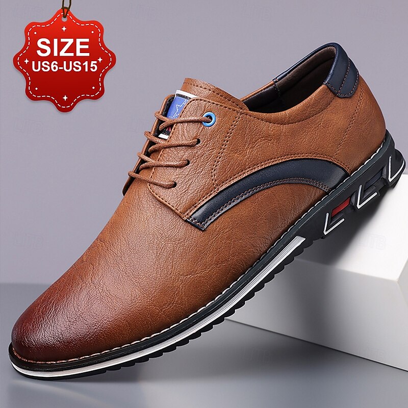 Men's Casual Brown Lace-Up Shoes – Comfortable Everyday Sneakers with Black Accents and Textured Sole