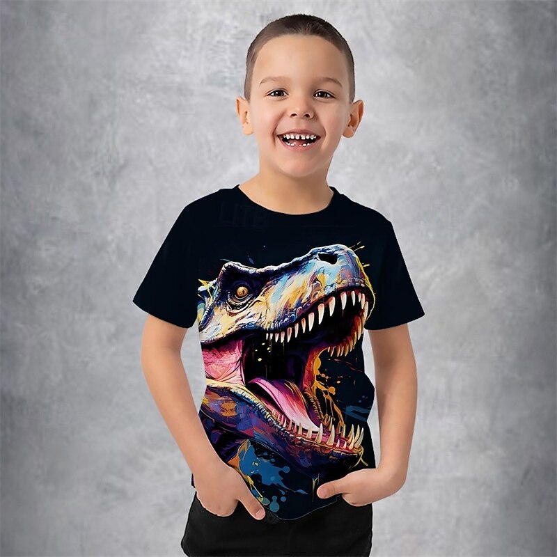 Boys 3D Graphic Animal Dinosaur T shirt Tee Short Sleeve Summer Spring Fashion Basic Kids 4-12 Years Crew Neck Outdoor Casual Daily Regular Fit2