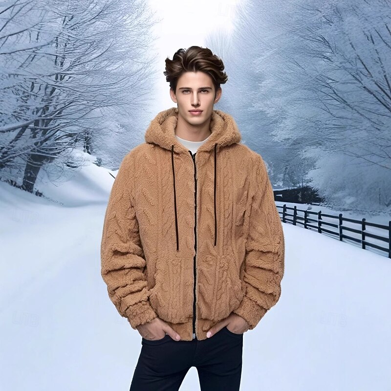 Men's Full Zip Hoodie Zip Up Hoodie Fleece Jacket Fleece Hoodie Black Khaki Gray Hooded Plain Zip Up Patchwork Sports & Outdoor Casual Daily Polyester Streetwear Casual Fall & Winter Clothing Apparel3