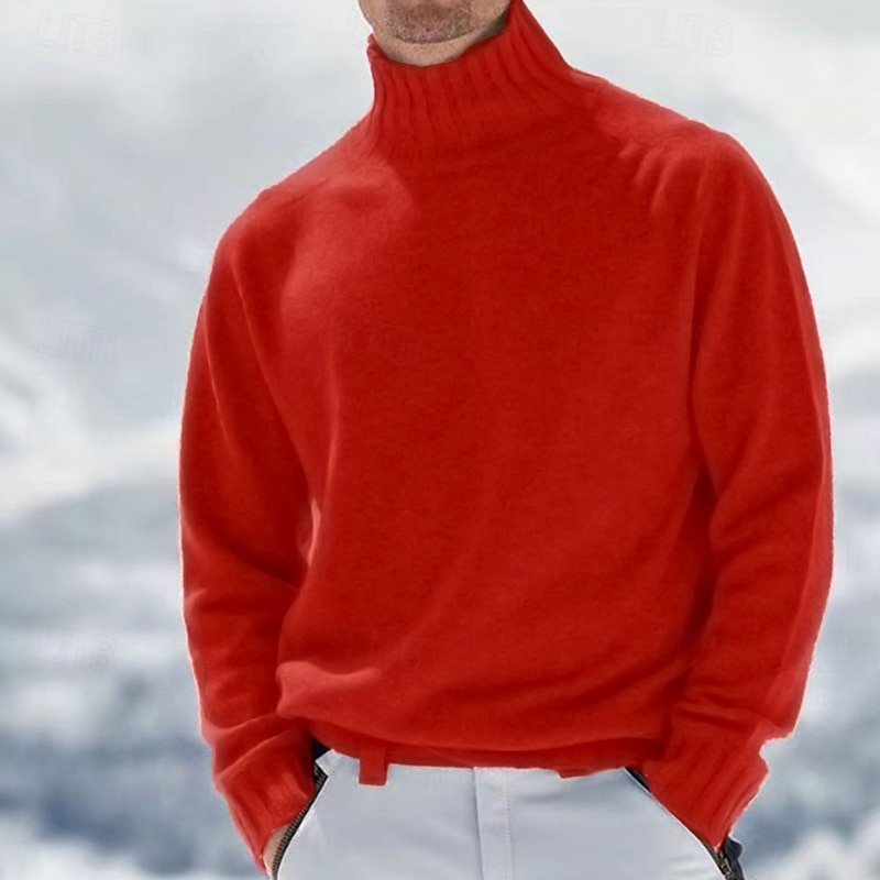 Men's Sweater Pullover Sweater Jumper Mens Turtle Neck Jumper Jumper Ribbed Knit Regular Knitted Plain Turtleneck Modern Contemporary Work Daily Wear Clothing Apparel Winter Black White M L XL3