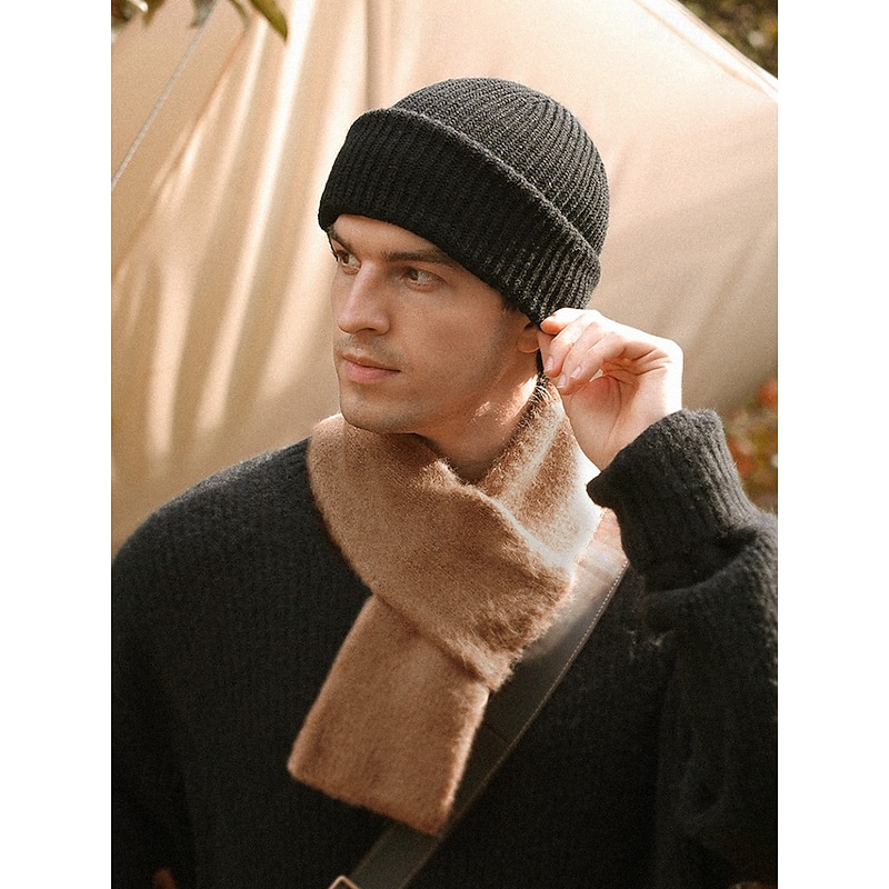 Men's Black Knitted Beanie with Removable Balaclava - Warm and Versatile Winter Hat for Outdoor Activities and Sports4