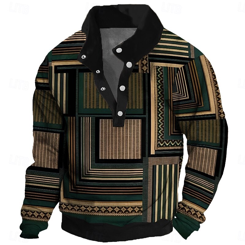 Men's 3D Print Sweatshirt Sweatshirt Zip Sweatshirt Quarter Zip Sweatshirt Long Sleeve Sweatshirt Half Zip Zip Quarter Zip Daily Casual 3D 3D Printing Vacation Holiday Going out Zipper Front Zip 1/4