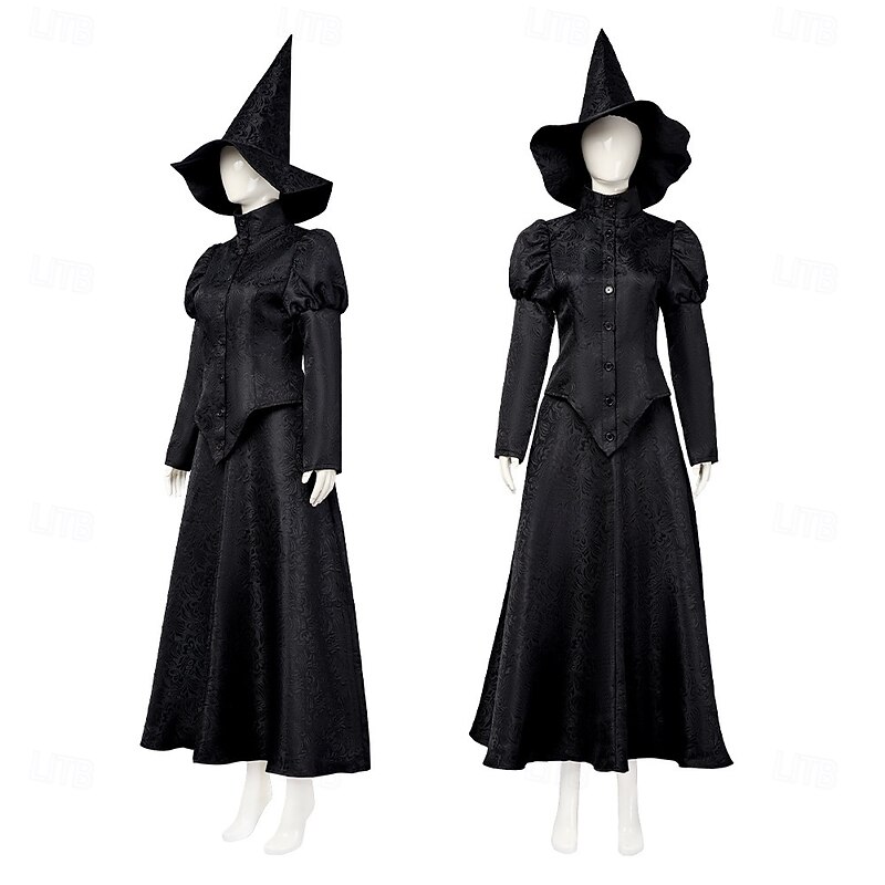 Witch Fairy Elphaba Outfits Costume Walpurgis Night Movie TV Theme Costumes Movie Cosplay for Women's Adults' Halloween Carnival Mardi Gras Performance Party Stage2