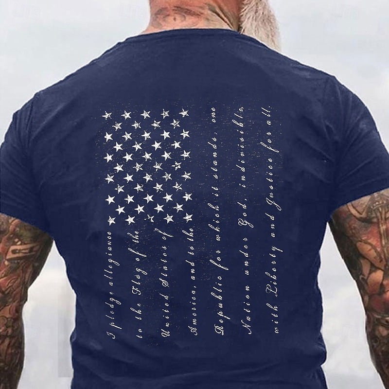 Veterans Day Men's Patriot Patriotic Veteran American US Flag T shirt Short Sleeve T shirt 3D Print Crew Neck Shirt Fashion Athleisure Street Sports Outdoor Daily Light Blue Black Blue Summer Spring