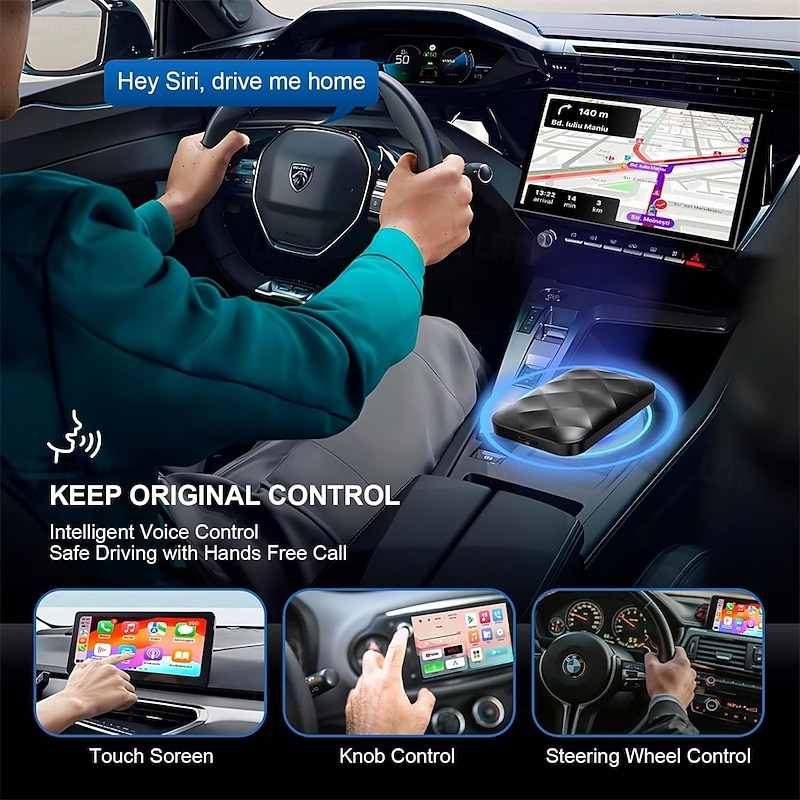 Wireless CarPlay Adapter & Android Auto Wireless Adapter for iPhone Ai Box Streaming Device for Cars with OEM Wired CarPlay Magic Link CarPlay4