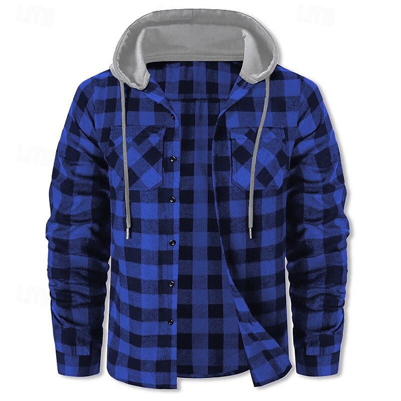 Men's Shirt Flannel Shirt Overshirt Plaid Outdoor Street Yellow Red Blue Purple Long Sleeve Winter Spring &  Fall Clothing Apparel4