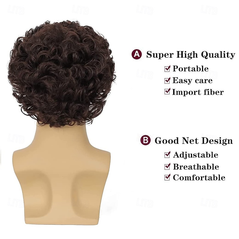 Mens Wig Short Curly Wig Synthetic Costume Replacement Wig for Males4
