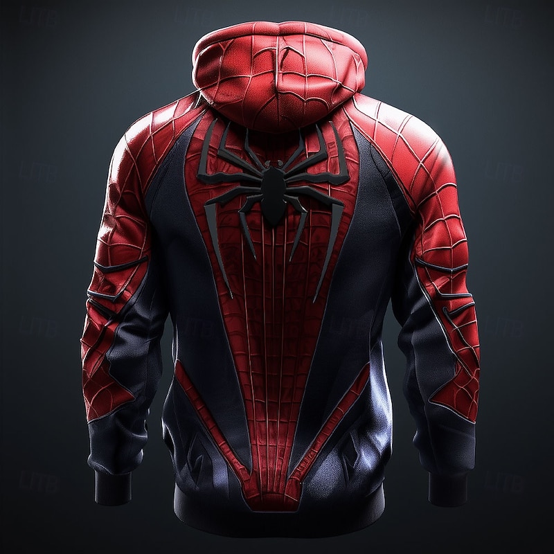 Men's Spider Hoodies Sweatshirt Fashion Cool Long Sleeve Crew Neck Party Holiday Streetwear Red Drawstring Fall Winter Designer2