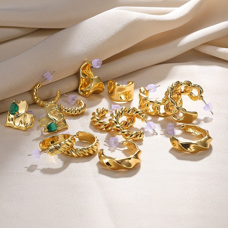 Stud Earrings Vintage Style Alphabet Shape Earrings Jewelry Gold-Pearl / Gold For Work Street Gift3