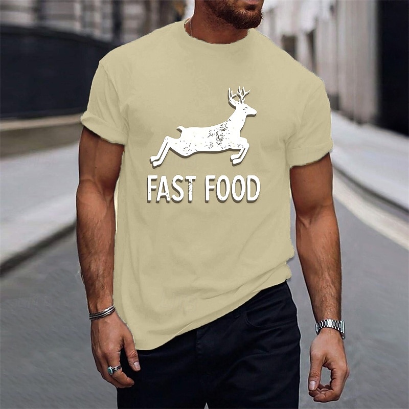 Men's Fast Food T Shirt Tee Top Cotton Short Sleeve Graphic Shirt Heather Gray Beige Light Blue Comfortable Tee Sports Outdoor Holiday Fashion Designer Clothing4