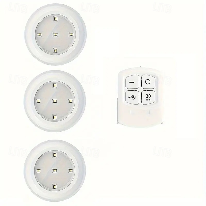 3pcs LED Touch Light Kit, LED Cabinet Light Wireless & Dimmable Warmwhite White for Bedrooms, Kitchens, Hallways3