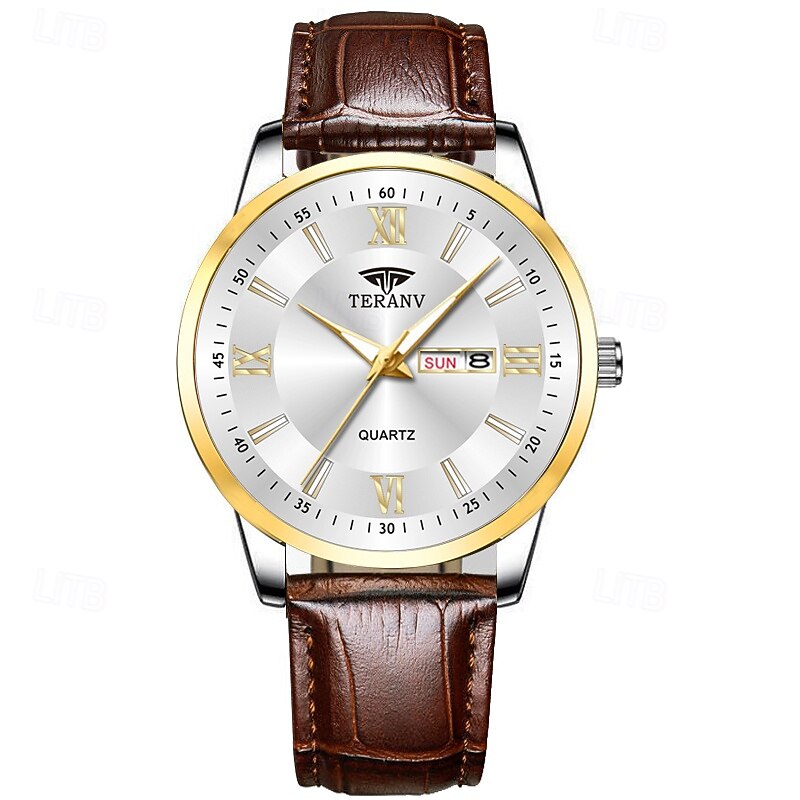 1 New Fashion Trend Men'S Business Quartz Watch Calendar Week Display Life Travel Luminous Leisure Sports Men'S Wristwatch Gift Gift Ideal Choice3