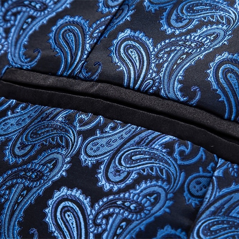 Men's Blazer Business Cocktail Party Wedding Party Fashion Casual Spring &  Fall Cotton Blend Paisley Pocket Buttons Comfortable Single Breasted Blazer Silver Dark Gray Black White4