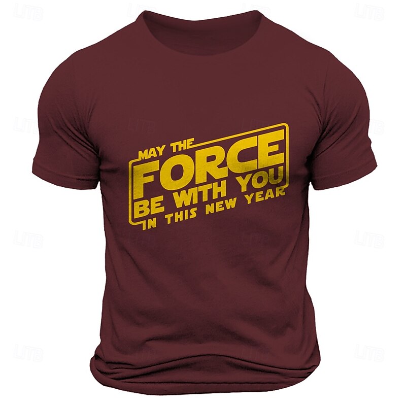 New Year Men's Happy New Year Letter Print T shirt Short Sleeve T shirt 3D Print Crew Neck Shirt Sports Fashion Daily Street Sports Outdoor Daily Black Wine Army Green Summer Spring Clothing Apparel4