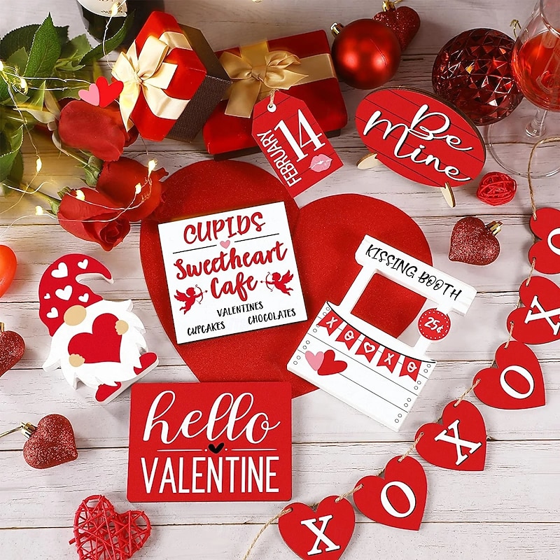 Valentine's Day Tiered Tray Decor Heart-Shaped Layered Tray Tabletop Decoration Romantic Home Crafts Ornaments for Desktop Display4