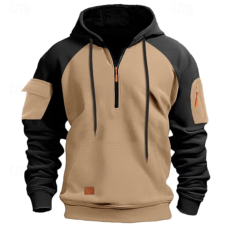 Men's Hoodie Quarter Zip Hoodie Tactical Hoodie Black Navy Blue Khaki Dark Gray Gray Hooded Color Block Tactical Sports & Outdoor Daily Streetwear Cool Casual Winter Spring &  Fall Clothing Apparel4
