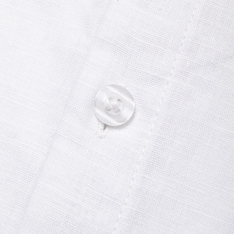Men's Cotton Linen Shirt White Light Blue Long Sleeve Solid Color Shirt Collar School Formal Buttons Clothing Apparel Elegant Vacation Vintage Tropical4