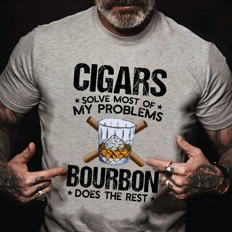 Men's Letter Printed Funny Beer T Shirt 100% Cotton Short Sleeve Graphic Shirt Heather Gray Black White Comfortable Tee Vacation Street Fashion Designer Clothing4