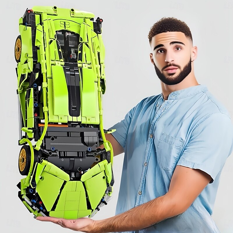 1300pcs Limited Edition Green Supercar Building Set - Premium ABS Collectible Car Model Kit Perfect for Display & Gifting on Halloween and Christmas3