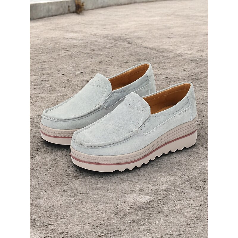 Women's Casual Suede Slip-On Loafers with Platform Sole – Comfortable Everyday Shoes with Non-Slip Grip3