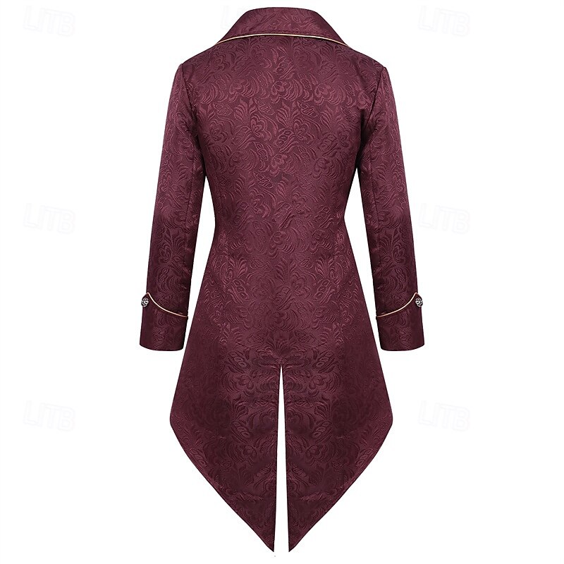 Punk & Gothic Medieval Renaissance Coat Jacket Tailcoat Prince Nobleman Fancy Dress Men's Royal Steampunk Halloween Masquerade Event / Party Masquerade Adults' Coat3