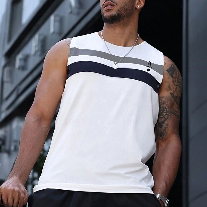 Men's Poker Line Shirt Vest Top Sleeveless T shirt 3D Print Crew Neck Shirt Daily Athleisure Party Street Casual White Summer Spring Clothing Apparel S M L XL XXL XXXL2