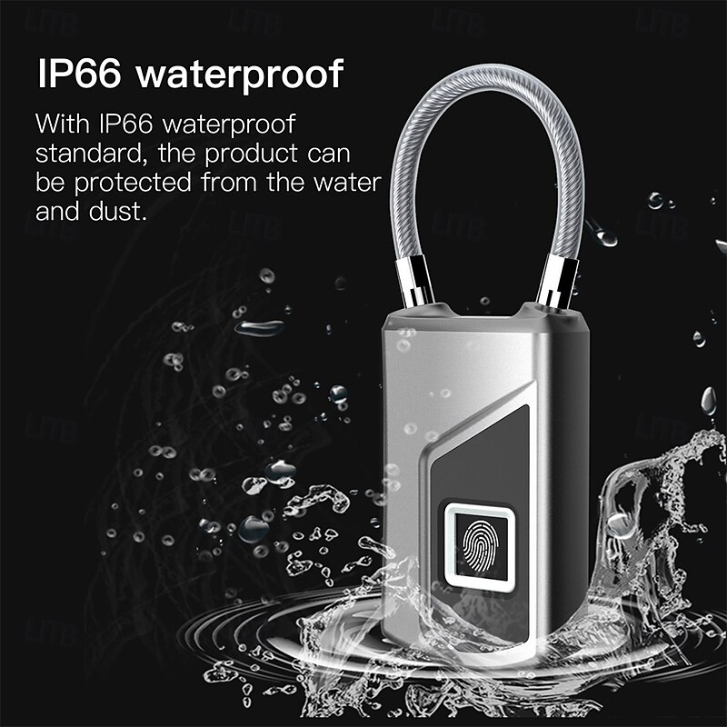 Fingerprint Padlock Smart Lock Stainless Steel IP66 Waterproof Biometric Security Lock for Gym Locker Luggage Suitcase2