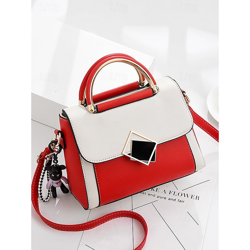 Women's Two-Tone Handbag with Gold Handle and Crossbody Strap | Elegant and Stylish Small Shoulder Bag for Everyday Use