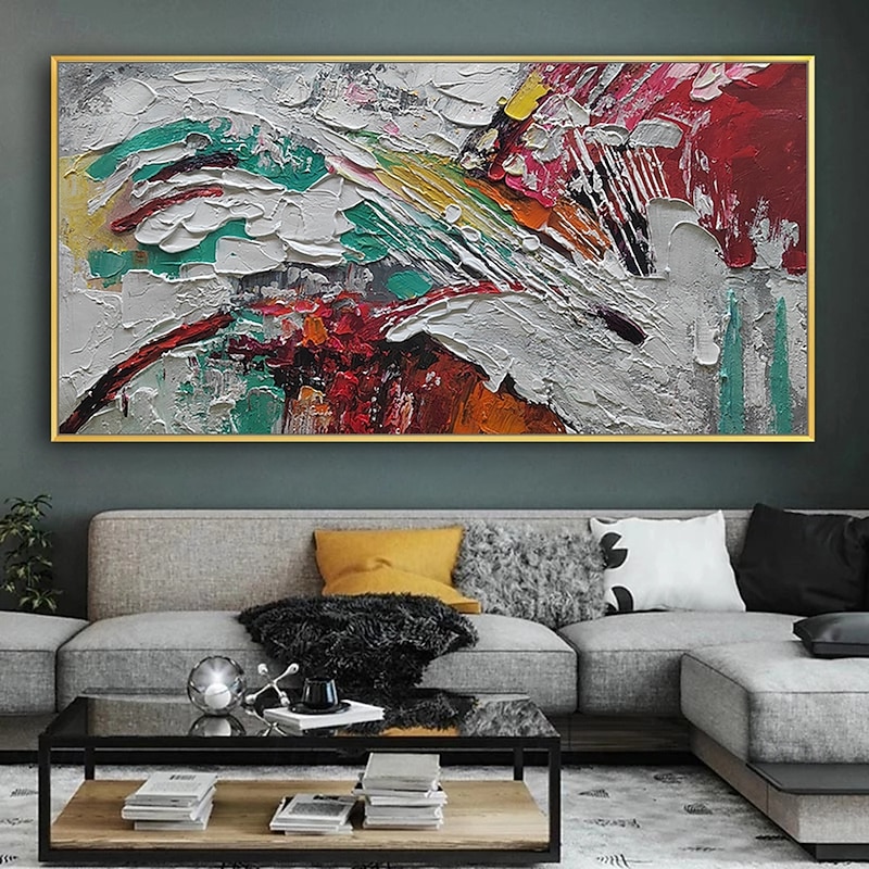 Mintura Handmade 3D Texture Abstract Oil Paintings On Canvas Wall Art Decoration Modern Abstract Picture For Home Decor Rolled Frameless Unstretched Painting