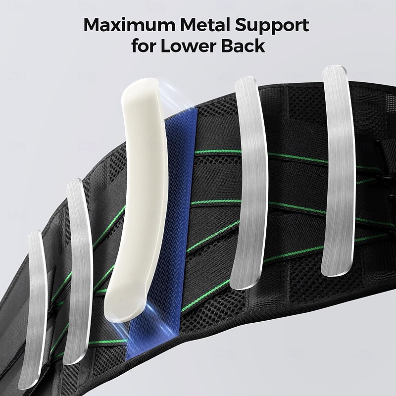 Back Brace for Men Lower Back Pain with 5 Metal Stays, for Sciatica, Herniated Disc, Scoliosis and More Pain Relief! Breathable Back Support Belt for Women Work with Soft Pad, Lightweight
