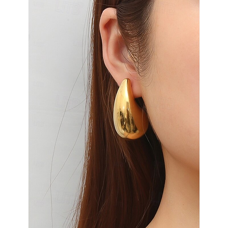 Hoop Earrings Vintage Style Pear Cut Geometrical Drop Earrings Jewelry Golden / Gold / Light Gold For Wedding Party Work