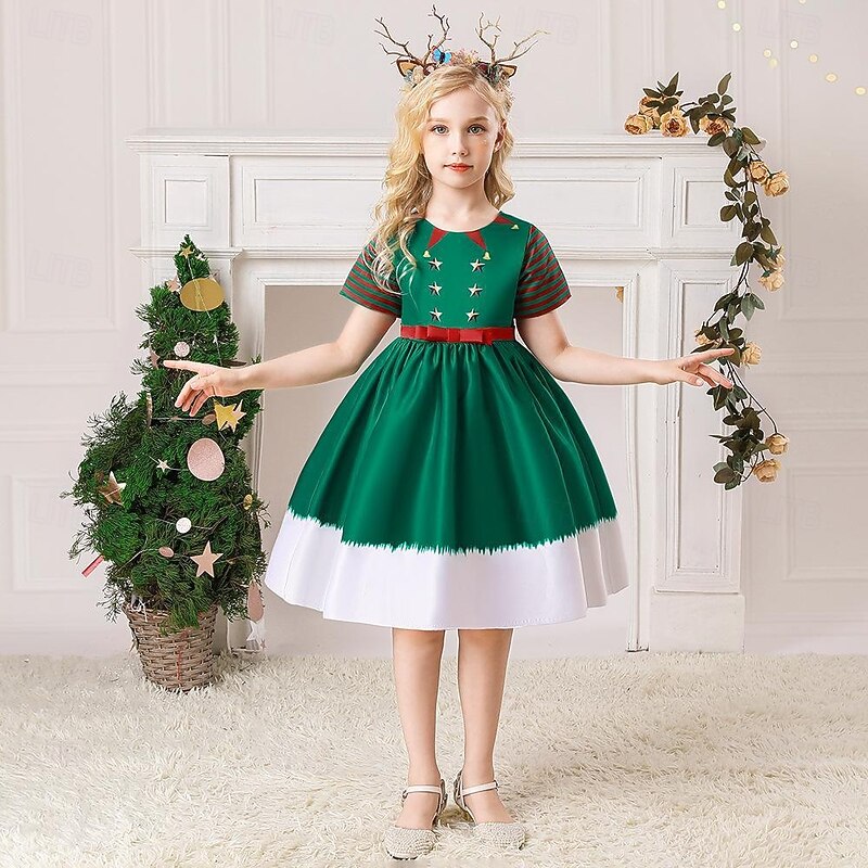 Princess Santa Claus Mrs.Claus Dress Fancy Costume Girls' Cosplay Costume Kid's Christmas New Year Christmas Eve Party Dress