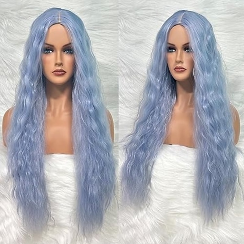 Synthetic Cosplay Wig Long Trendy Wig Heat Resistant Fiber Kinky Curly Hair Natural Looking Easy to Install Wig for Women Party Cosplay Halloween3
