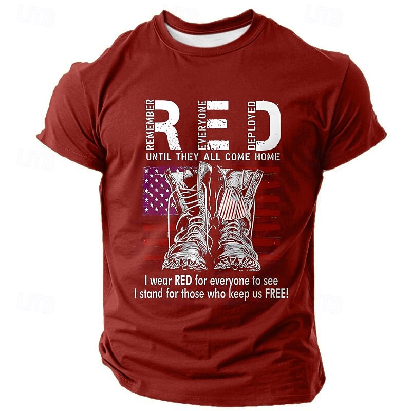 Veterans Day Men's Patriot Patriotic Veteran Veterans Funny Slang T shirt Short Sleeve T shirt 3D Print Crew Neck Shirt Fashion Athleisure Street Sports Outdoor Daily Black Red Dark Green Summer