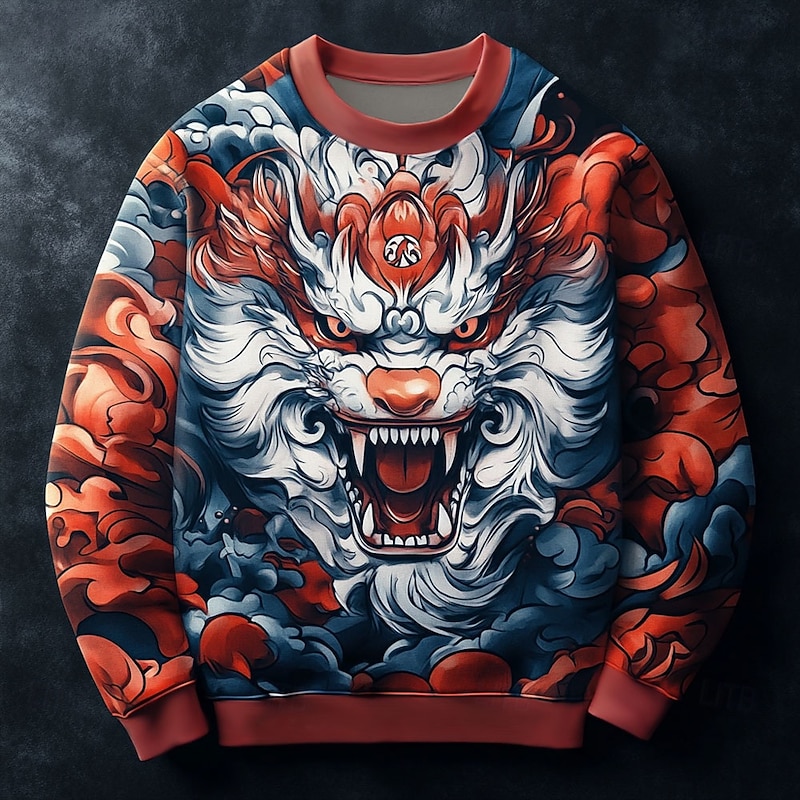 Men's Animal Cartoon Sweatshirt Sweatshirt Long Sleeve Sweatshirt Crew Neck Fashion Cool 3D 3D Printing Vacation Going out Streetwear Crewneck 3D Print Winter Spring &  Fall