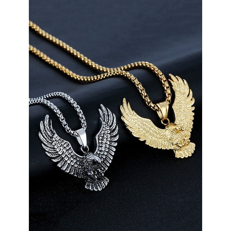 Men's Silver Eagle Pendant Necklace – Bold and Detailed Symbolic Jewelry for Strength and Freedom4