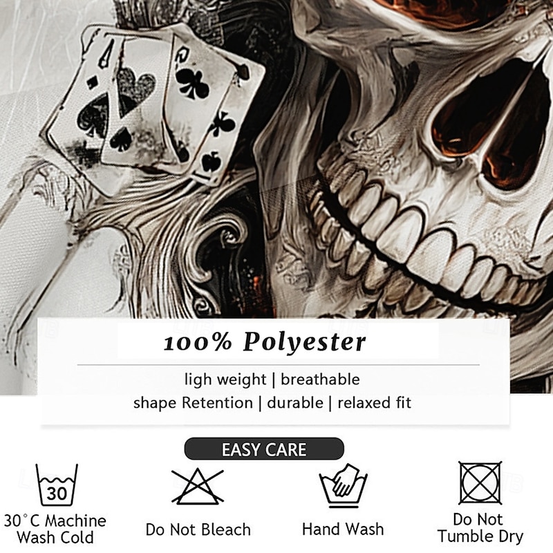 Men's Skulls Button Up Shirt Long Sleeve Fashion Casual Dark Party Evening Wear Street Daily Fall Winter Spring & Summer Shirt Collar Button Up 3D Print White3