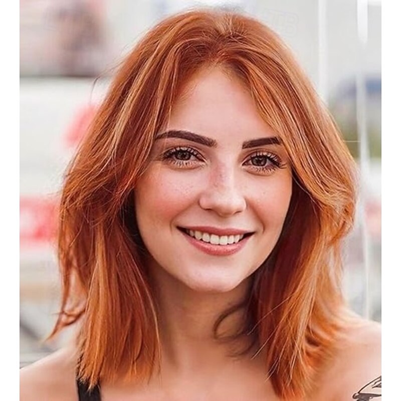 Wigs for Women Wig with Curtain Bangs Shoulder Length Natural Synthetic Wig for Daily Use