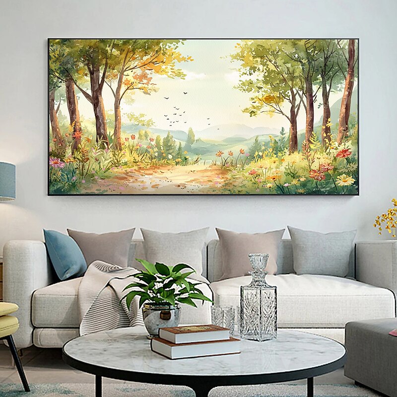 Handmade Original Landscape Oil Painting On Canvas Abstract Natural Scenery Wall Art for Home Decor With Stretched Frame Without Inner Frame Painting