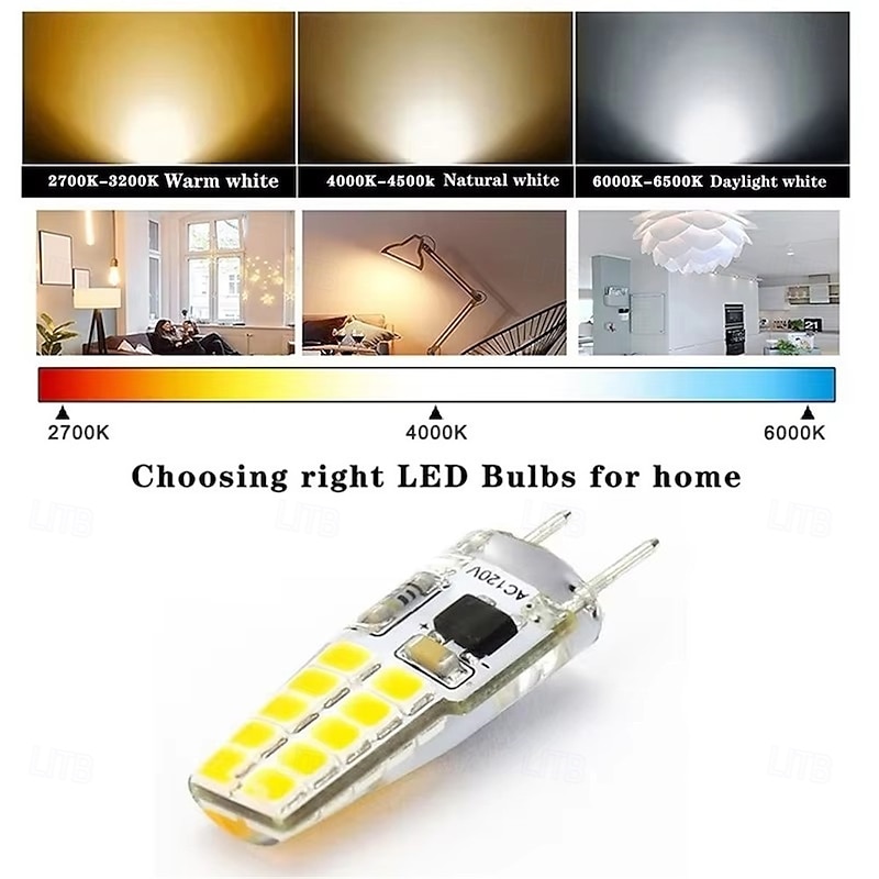 10pcs Dimmable G8 LED Bulbs, 3W 20 LEDs Silicon LED Replacement for Halogen Chandeliers 120V4