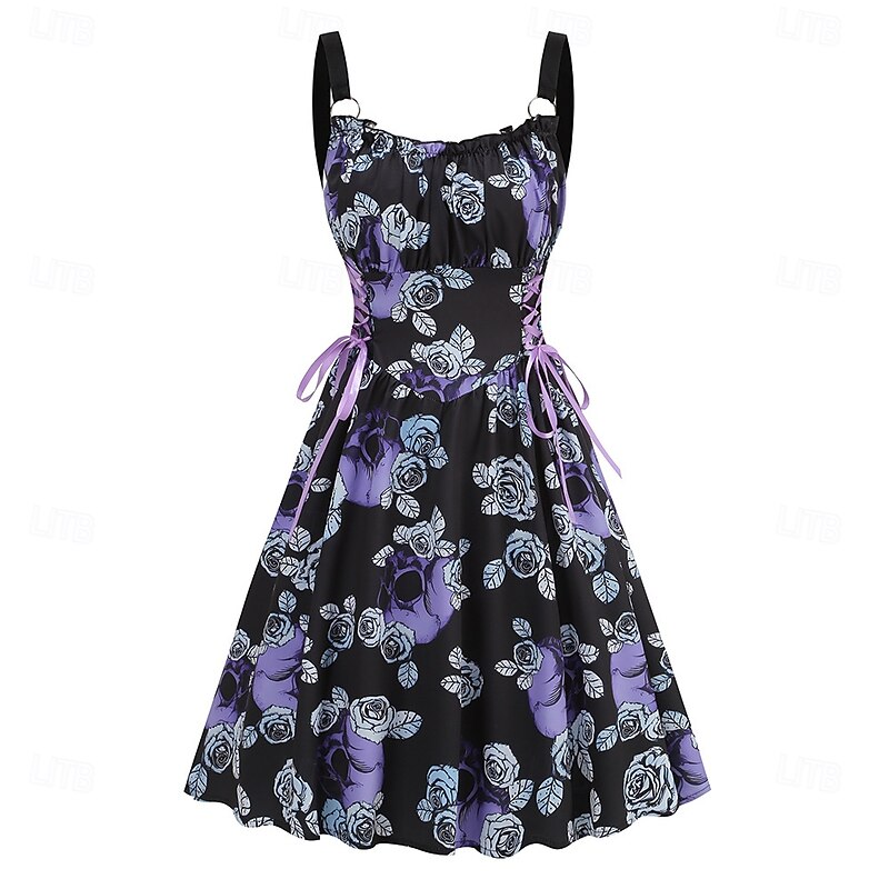 Elegant Retro Vintage 1950s Dress Masquerade Flower / Floral Fancy Dress Women's Carnival New Year Masquerade Casual Daily Bachelorette Party Adults' Dress2