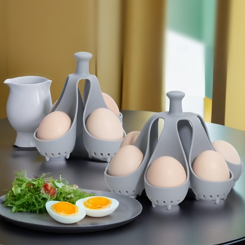 Egg Poachers - Silicone Egg Boiling Gadget, Hard Boiled Egg Holder, Egg Poaching Cups, Makes Hard or Soft Boiled Eggs, Kitchen Egg Storage Rack4