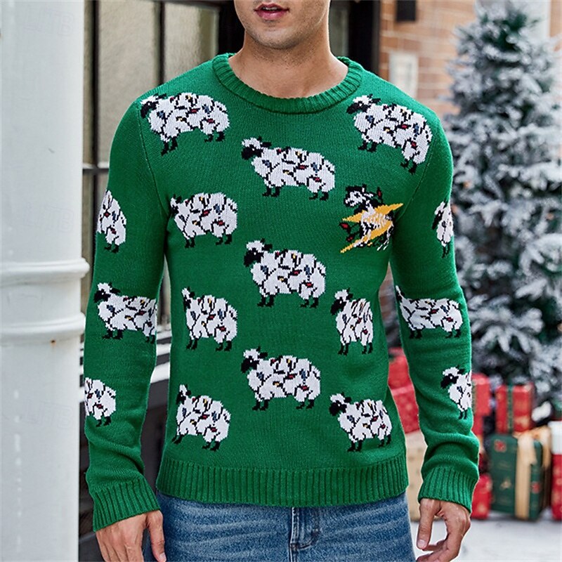 Men's Ugly Christmas Sweater Sweater Pullover Sweater Jumper Xmas Sweater Ribbed Knit Regular Knitted Slim Fit Dragon Round Neck Modern Contemporary Christmas Xmas Clothing Apparel Winter Spring2