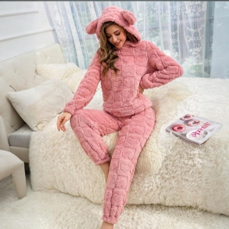 Adults' Solid Color Pajamas Nightwear Onesie Pajamas Kigurumi Pajamas Pajamas For Women's Dailywear Cartoon3