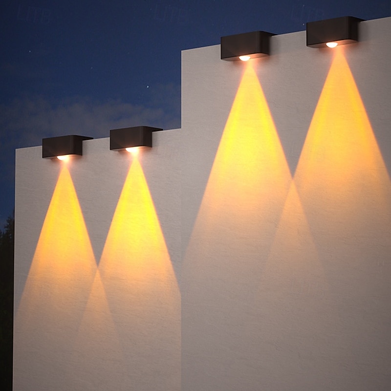 4/8pcs Solar Powered Outdoor Wall Lights Garden Pathway Step Lights High-Efficiency Silicon Panels No Wiring Required Optical Control with Installation Hardware3