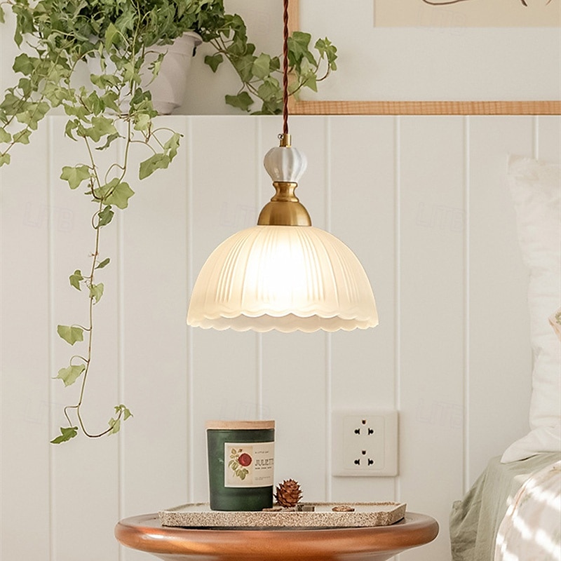 Mid-Century Modern Simple Glass Island Design Pendant Light Bowl-Shaped Lampshade 85-265V2