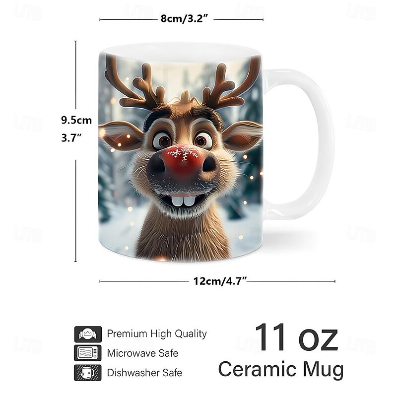 Christmas Gift Mug 3D Milu Deer Coffee Mugs Animal Gift Cup Travel Mug Funny Drinking Cup Desk Decor11.2oz Ceramic Mug Tea Mug Birthday Xmas Gifts for Animal Lovniner2