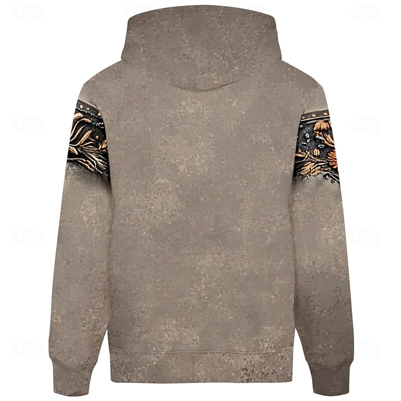 Men's Bandana Print Hoodies Sweatshirt Fashion Daily Long Sleeve Crew Neck Party Holiday Streetwear Gray Drawstring Fall Winter Designer2