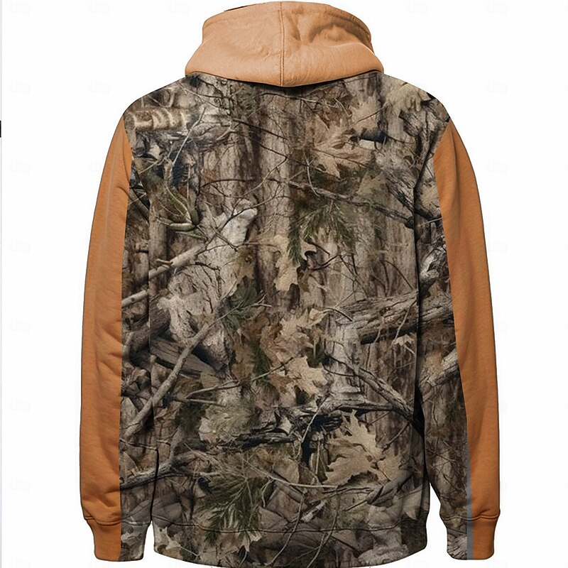 Men's Jungle Hoodies Daily Casual Long Sleeve Hooded Vacation Sports Outdoor Streetwear Black Brown Print Front Pocket Spring &  Fall Designer2