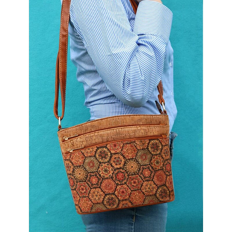 Boho Vintage Crossbody Bag with Geometric Patterns - Lightweight and Stylish Shoulder Bag for Women, Ideal for Everyday and Travel